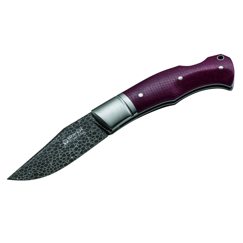 Couteau De Poche Boxer Damascus Manche Micarta Boker 3 Couteau De Poche Boxer Damascus Manche Micarta Boker