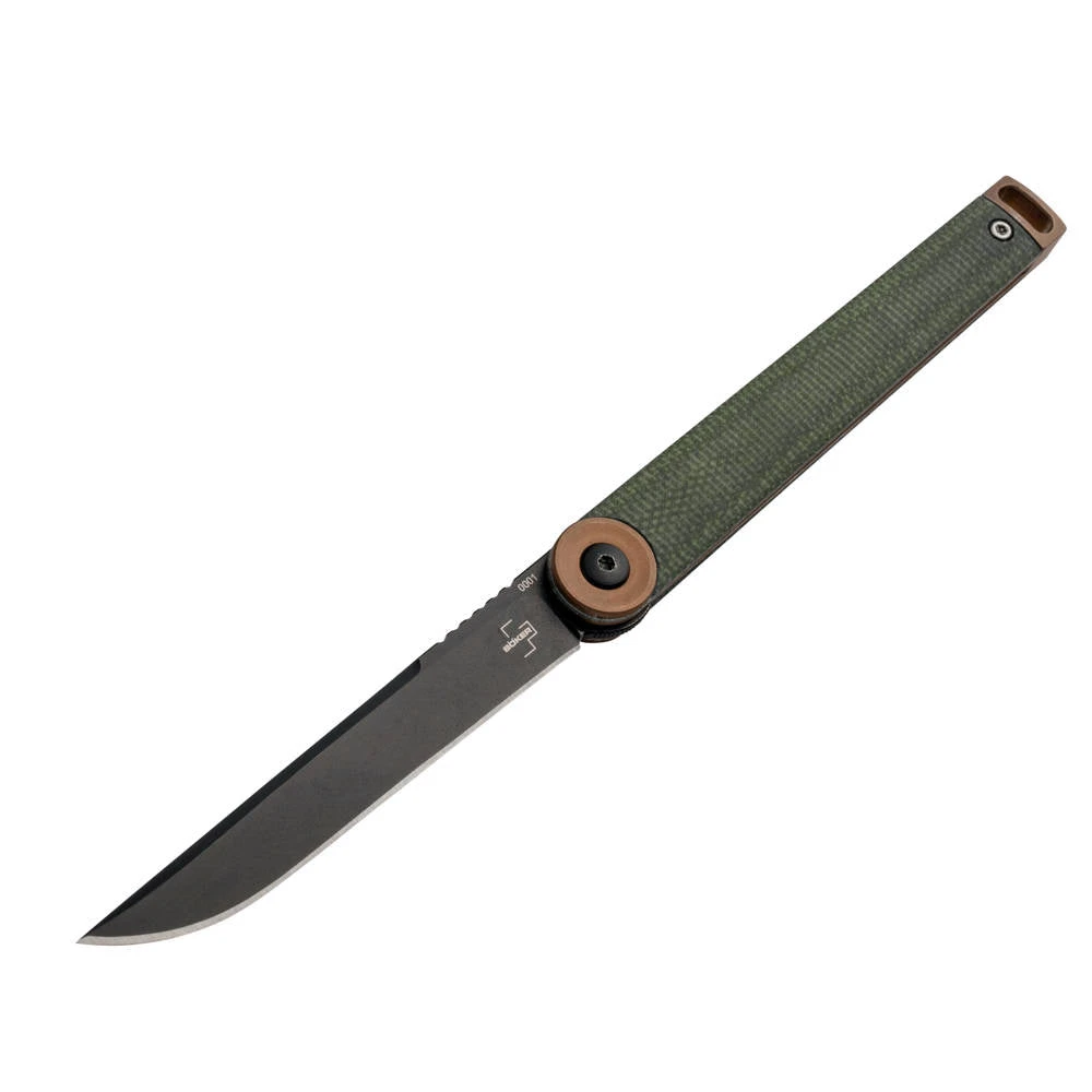 Couteau De Poche Kaizen Green Canvas Micarta Manche Micarta Boker Plus 3 Couteau De Poche Kaizen Green Canvas Micarta Manche Micarta Boker Plus